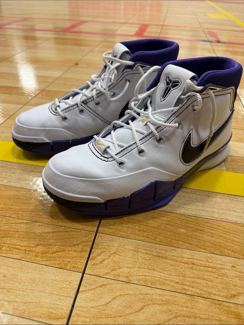 Nike Kobe 1 “81” White & Purple High-Top Basketball Sneakers